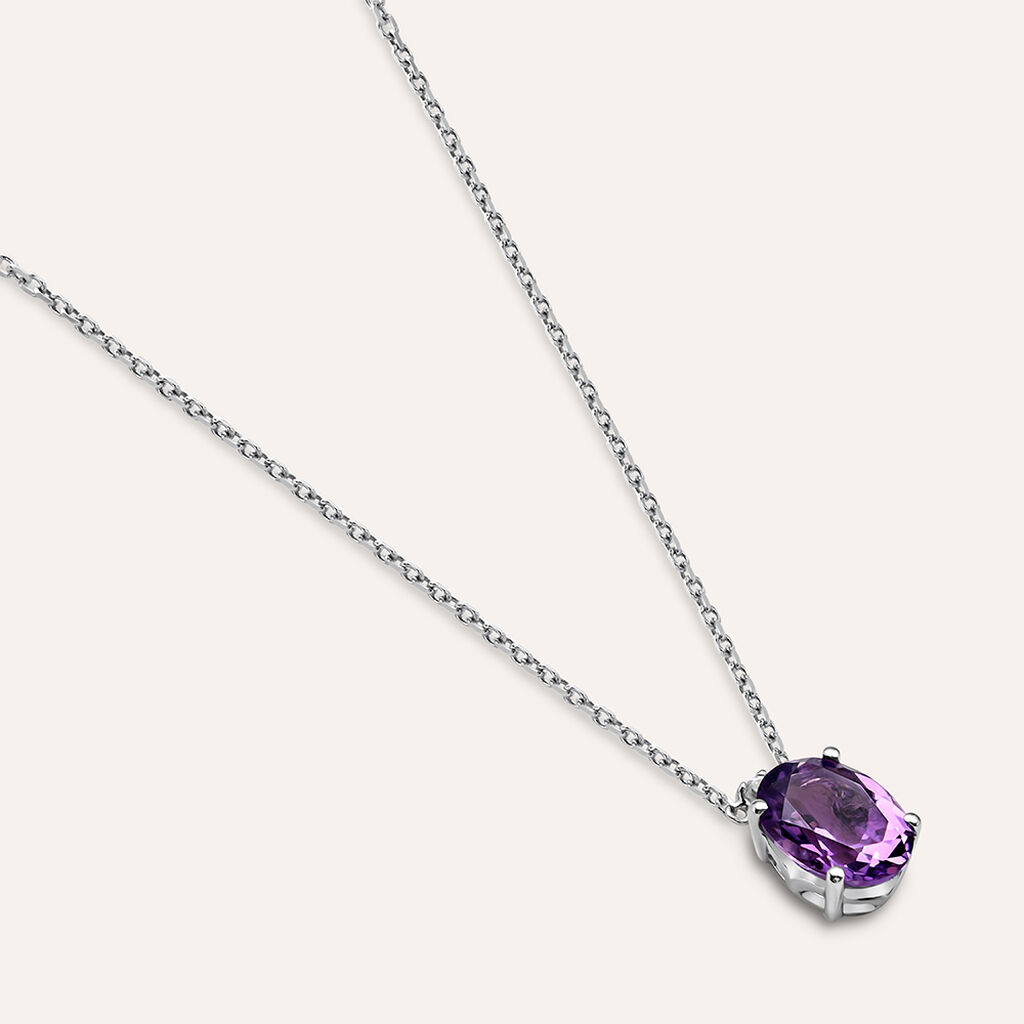 Collana Punto Luce Amélie Oro Bianco Ametista Cubic Zirconia - Collane Punto Luce Donna | Stroili