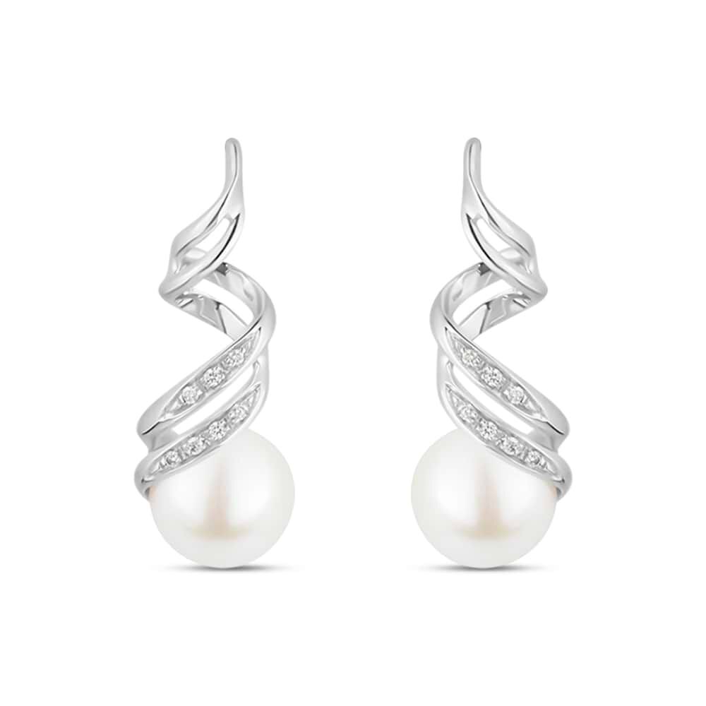 Orecchini Pendenti Gold Pearls Oro Bianco Perla D Acqua Dolce