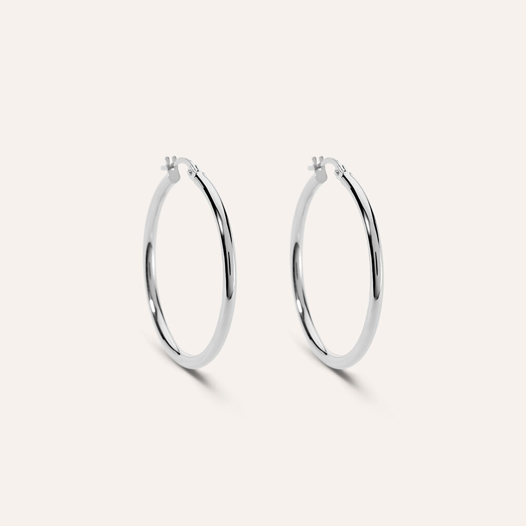 Orecchini A Cerchio Toujours Oro Bianco - Orecchini a Cerchio Donna | Stroili
