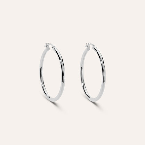 Orecchini A Cerchio Toujours Oro Bianco - Orecchini a Cerchio Donna | Stroili