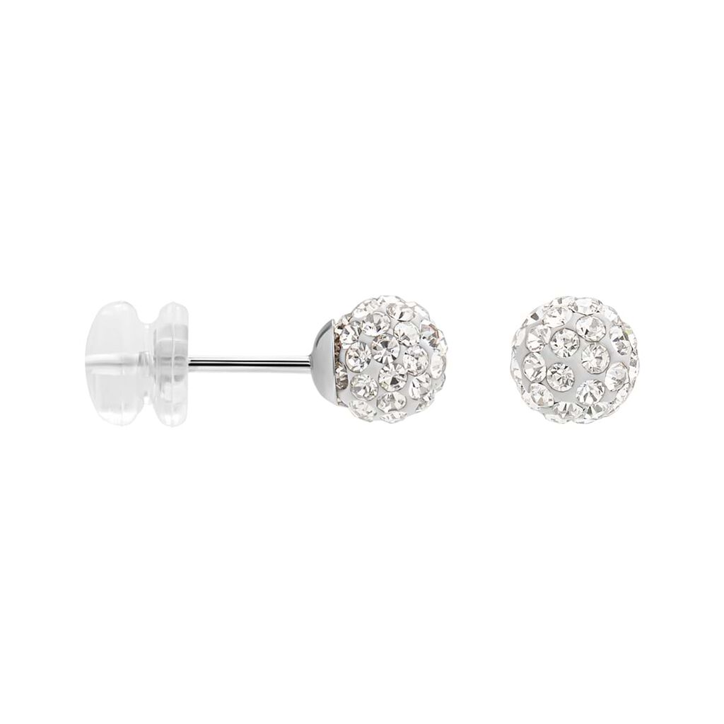 Orecchini Lobo Christelle Oro Bianco Cristallo - Orecchini a Lobo Donna | Stroili