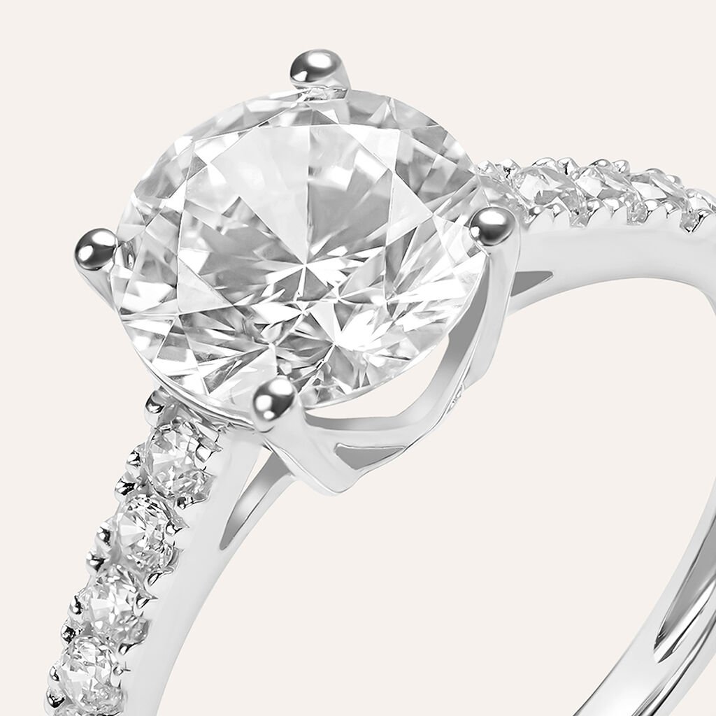 Anello Solitario Claire Oro Bianco Cubic Zirconia - Anelli con Pietre Donna | Stroili