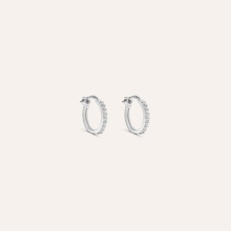 Orecchini A Cerchio Toujours Oro Bianco Cubic Zirconia - Orecchini a Cerchio Donna | Stroili