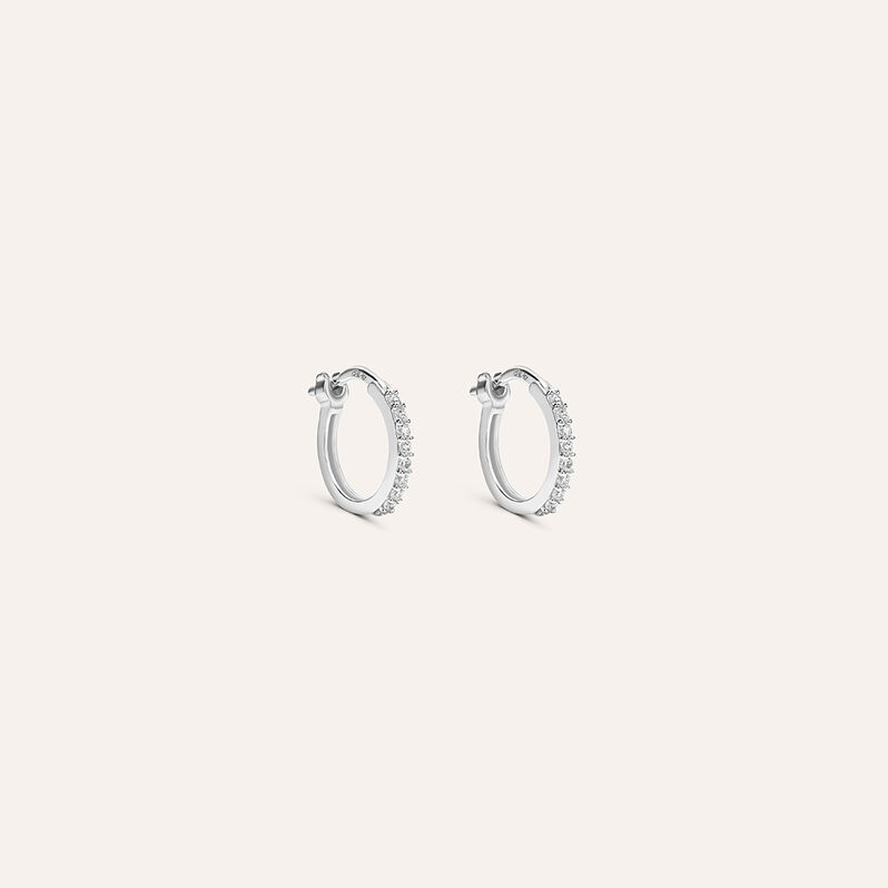 Orecchini A Cerchio Toujours Oro Bianco Cubic Zirconia - Orecchini a Cerchio Donna | Stroili