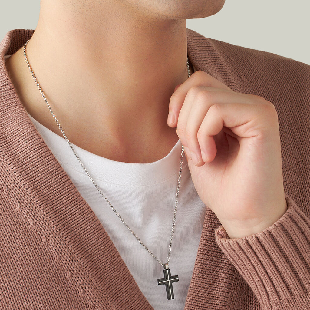 Collana Man Code Acciaio Bicolore Bianco / Nero - Collane Uomo | Stroili