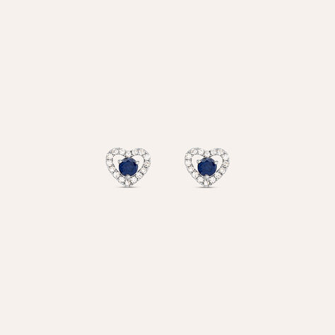 Orecchini Lobo Charlotte Oro Bianco Zaffiro Diamante - Orecchini a Lobo Donna | Stroili