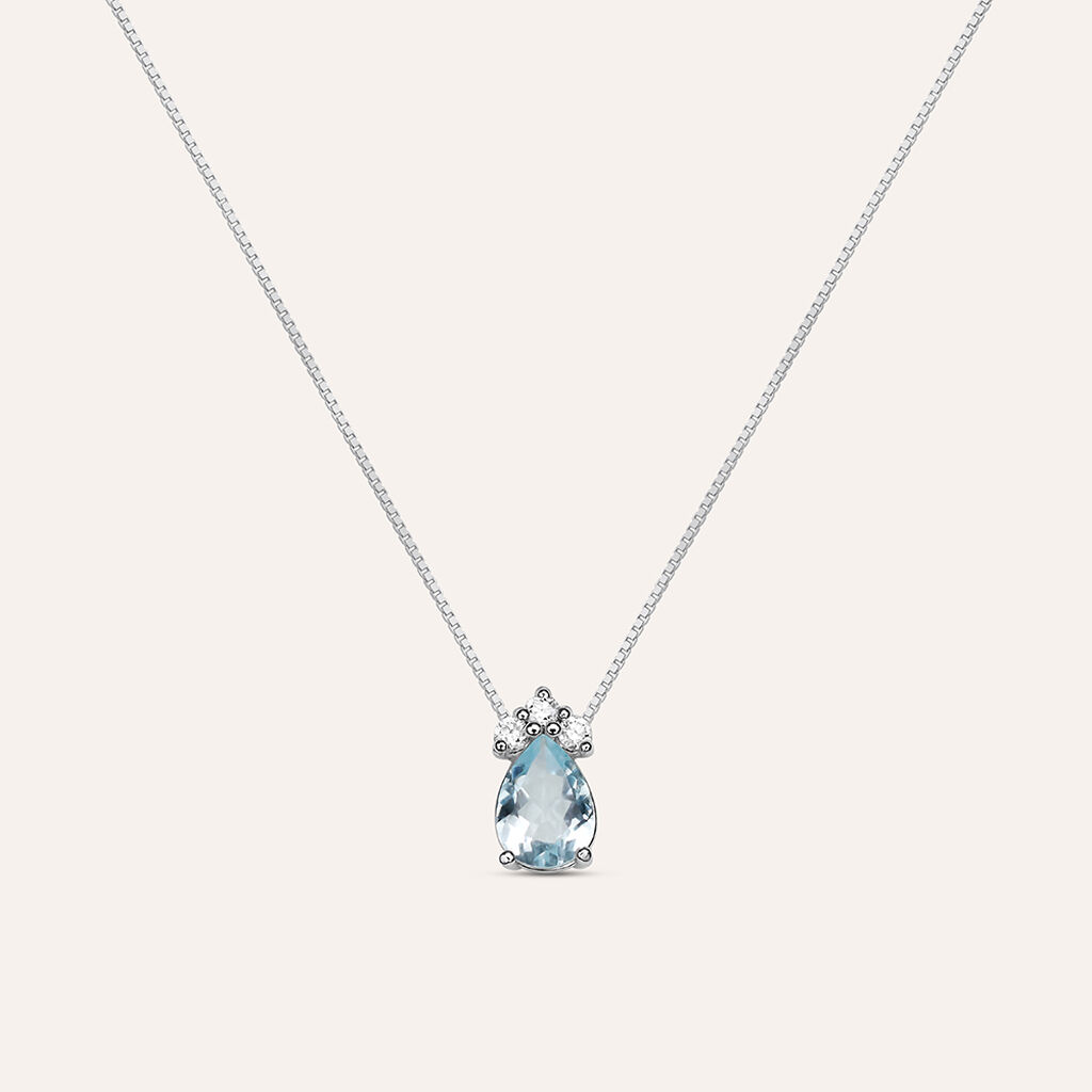 Collana Acquamarina Oro Bianco Acquamarina Diamante