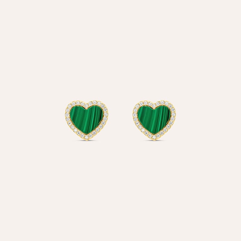 Orecchini Lobo Beverly Oro Giallo Malachite Cubic Zirconia - Orecchini a Lobo Donna | Stroili