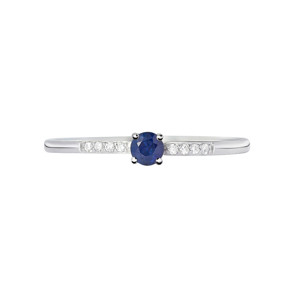 Anello Solitario Charlotte Oro Bianco E Zaffiro Con Diamanti - Anelli con Pietre Donna | Stroili
