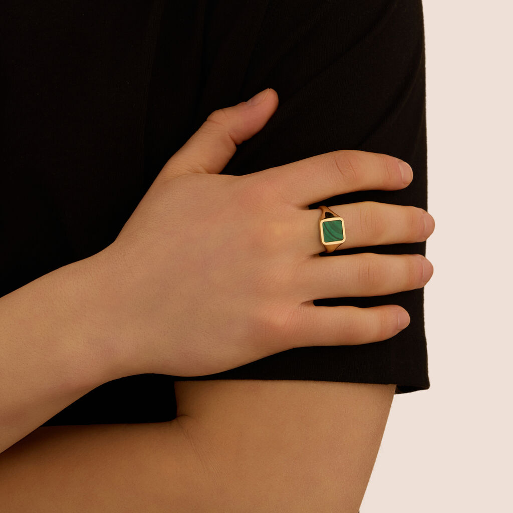 Anello Chevalier L'homme Or Oro Giallo Malachite