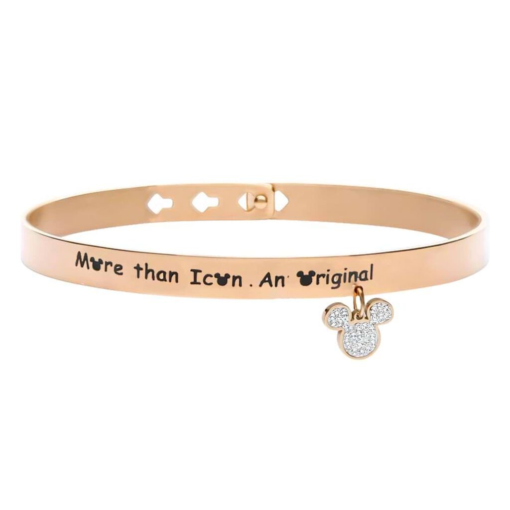 Bangle Lady Message Acciaio Rosato Disney e Cristalli - Bracciali Donna | Stroili