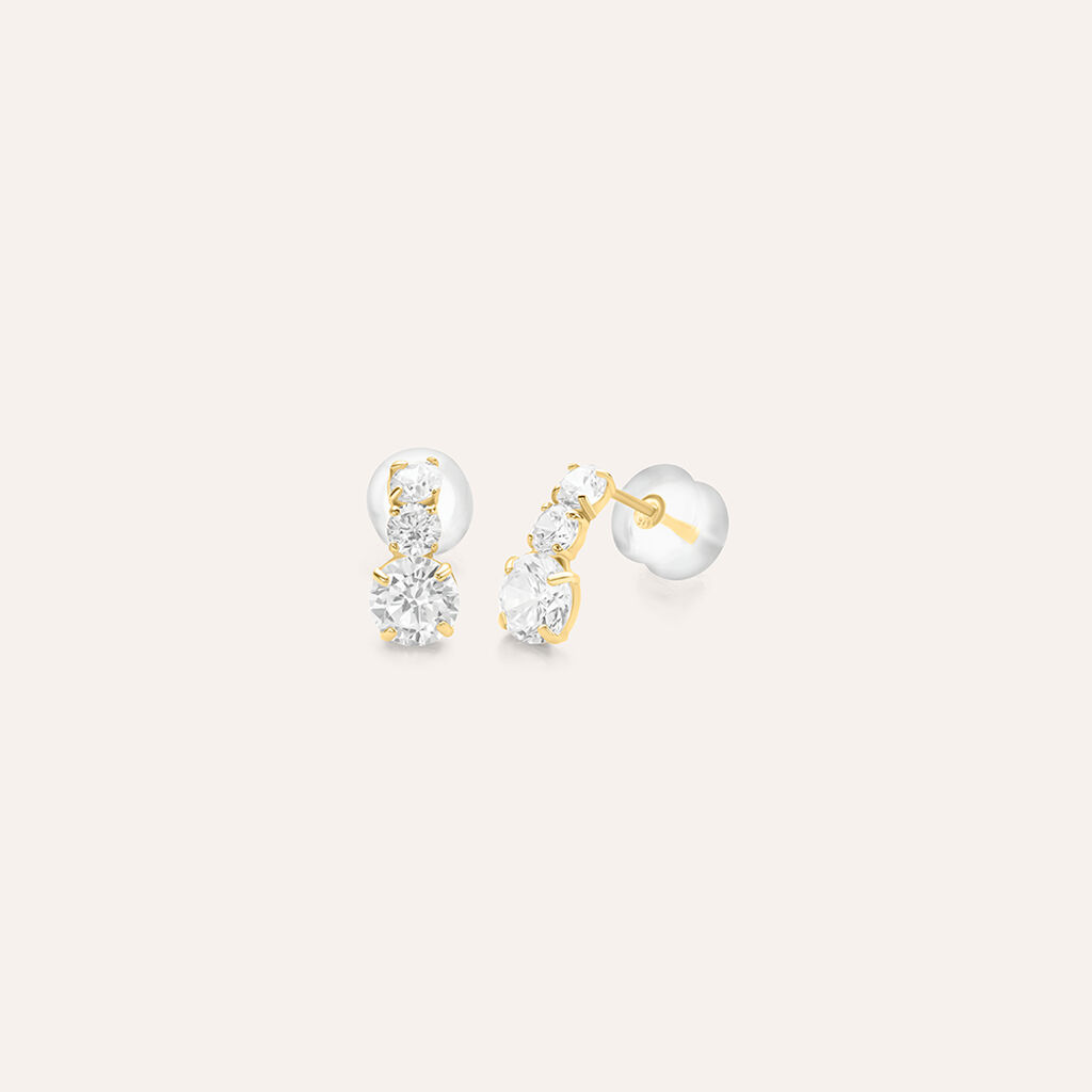 Orecchini Lobo Trilogy Bon Ton Oro Giallo Cubic Zirconia
