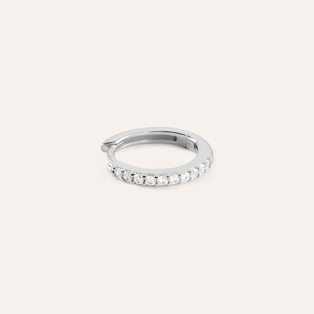 Mono Orecchino A Cerchio Gentleman Argento Rodiato Cubic Zirconia