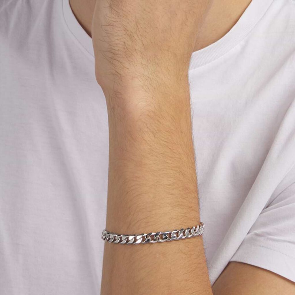 Bracciale Catena Gentleman Argento Rodiato - Bracciali Uomo | Stroili