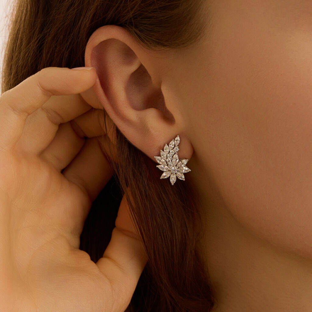 Orecchini Lobo Claire Oro Bianco Cubic Zirconia