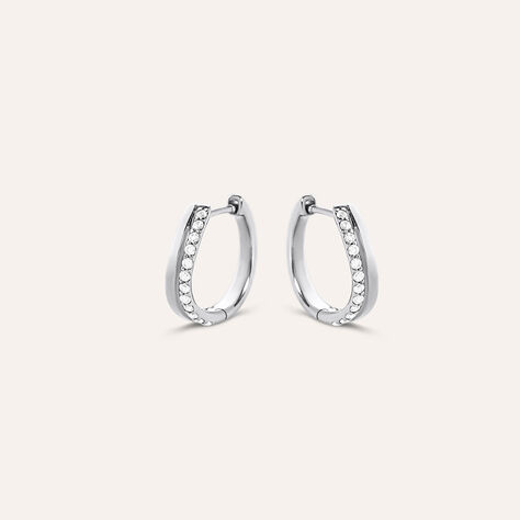 Orecchini A Cerchio Desideria Argento Nobile Rodiato Cubic Zirconia - Orecchini a Cerchio Donna | Stroili