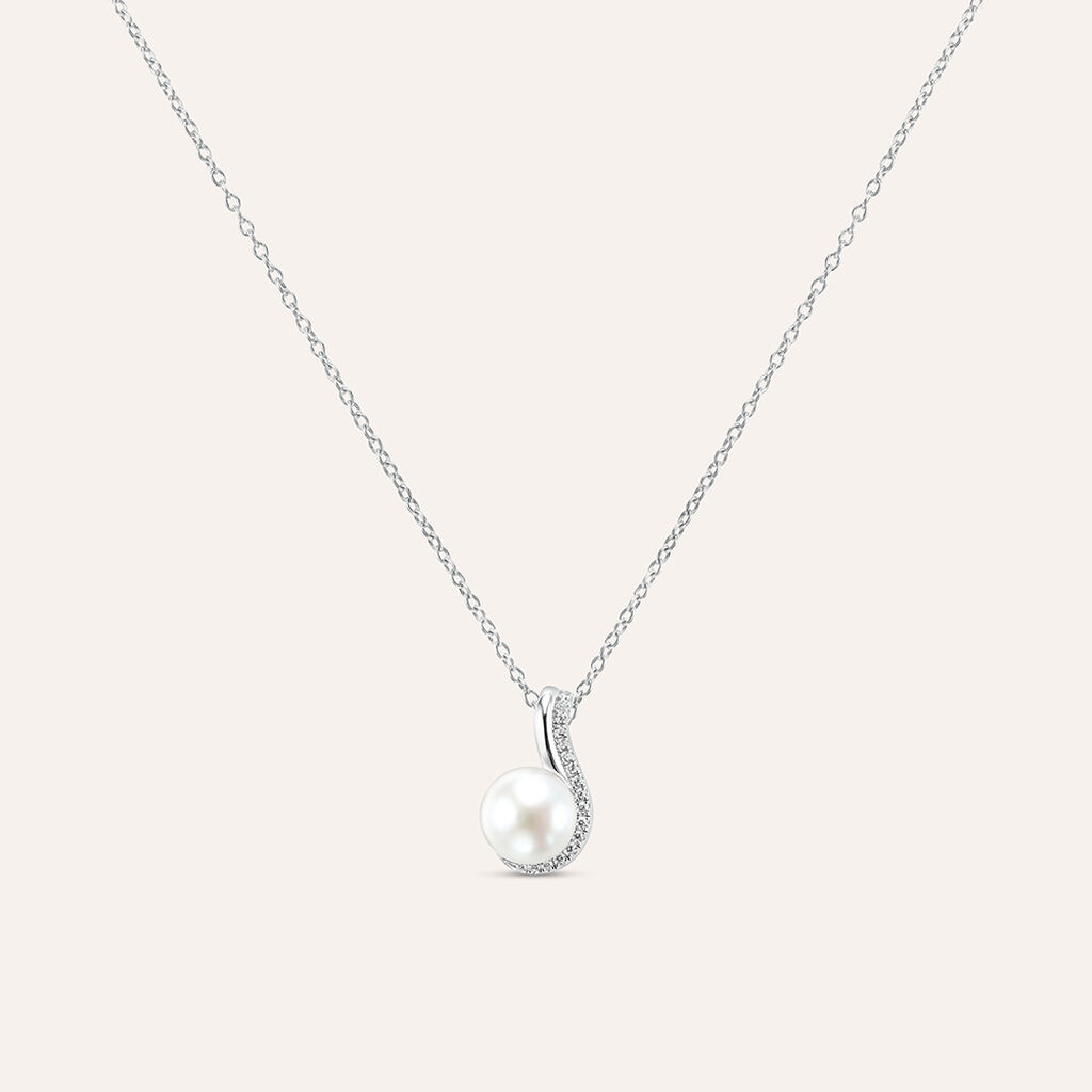 Collana Silver Pearls Argento Rodiato Cubic Zirconia Perla sintentica