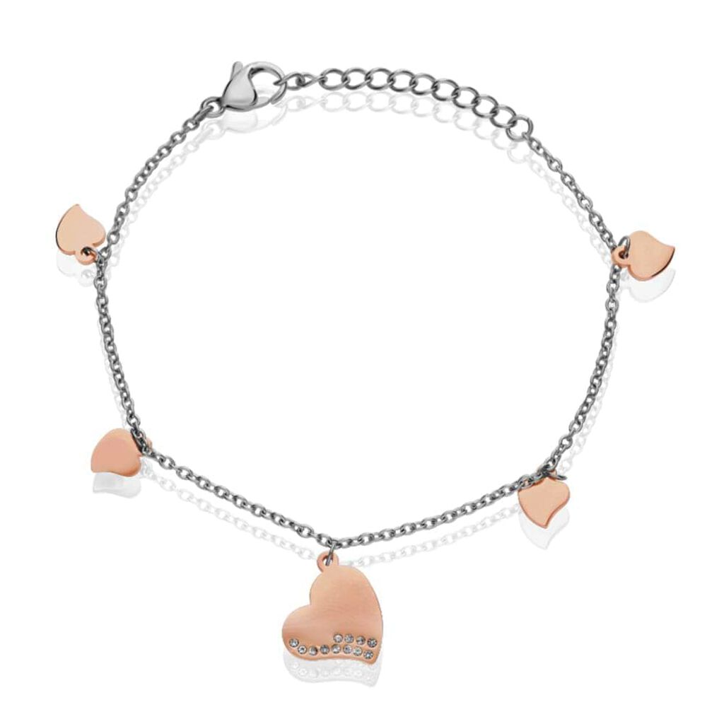 Bracciale Lady Chic Acciaio Bicolore Cuore e Cristalli