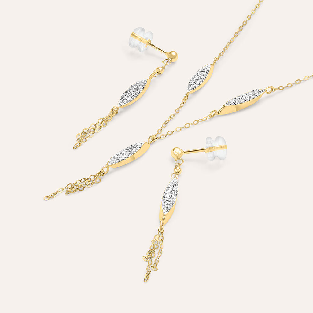 Orecchini Pendenti Christelle Oro Giallo Cristallo