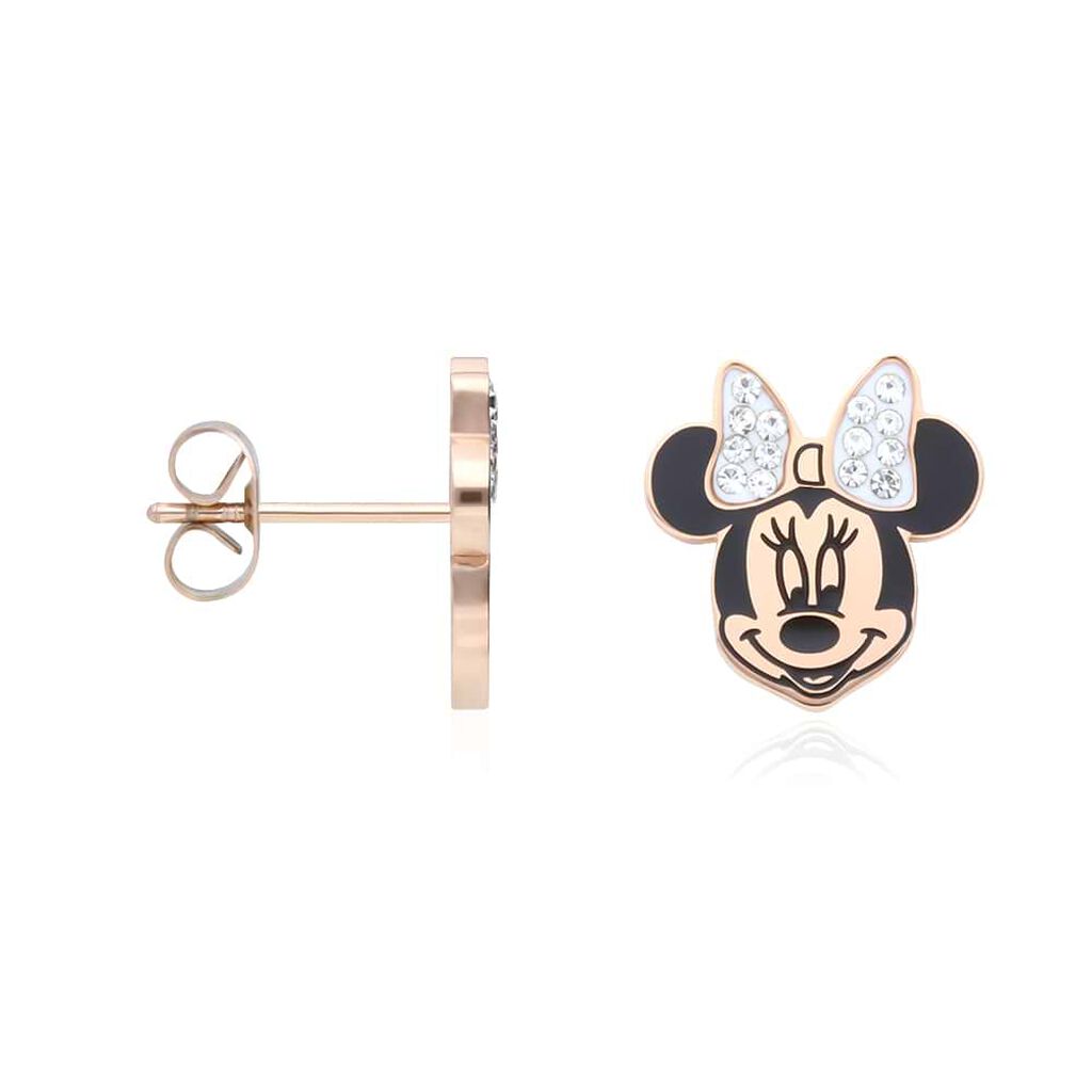 Orecchini Lobo Mickey Mouse & Friends Acciaio Rosa Cristallo - Orecchini a Lobo Donna | Stroili