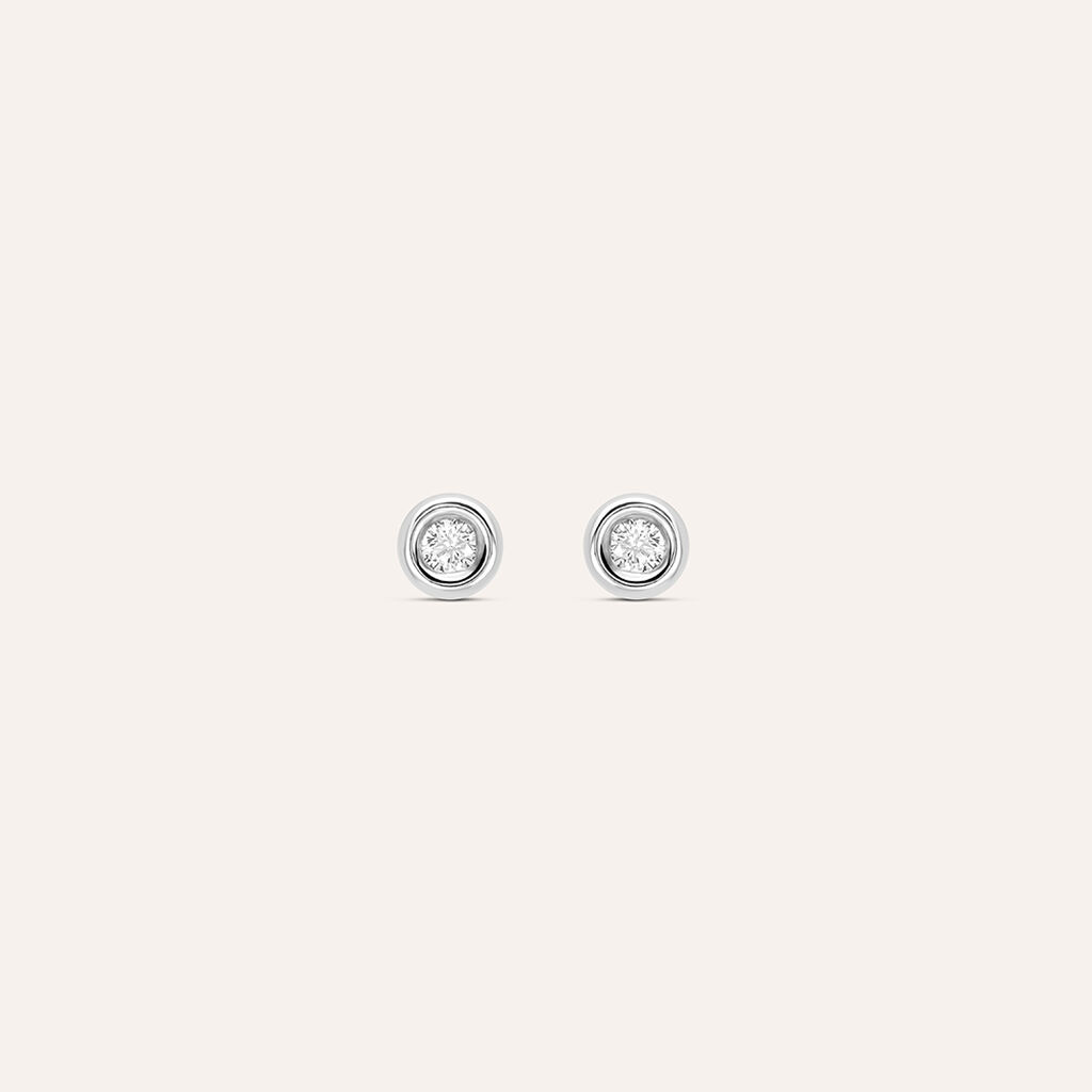 Orecchini Lobo Punto Luce Bon Ton Oro Bianco Cubic Zirconia - Orecchini a Lobo Donna | Stroili