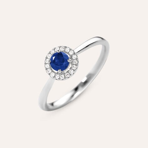 Anello Solitario Charlotte Oro Bianco Zaffiro Diamante - Anelli con Pietre Donna | Stroili