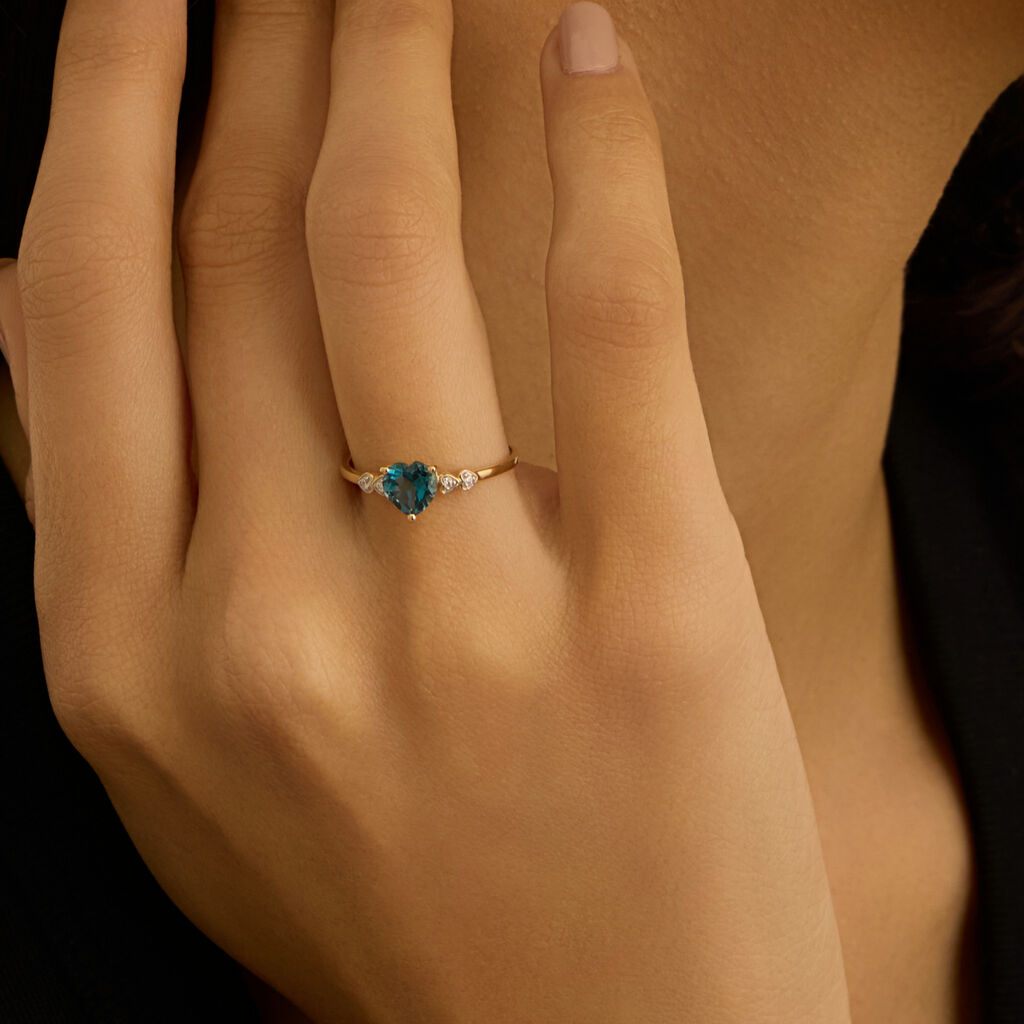 Anello Solitario Amélie Oro Giallo Topazio Cubic Zirconia