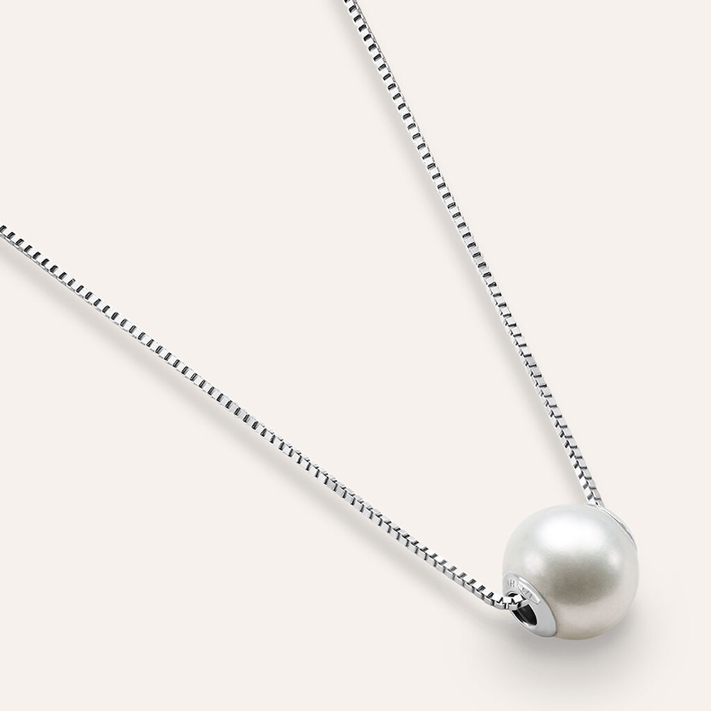 Collana Gabrielle Oro Bianco Perla D'Acqua Dolce