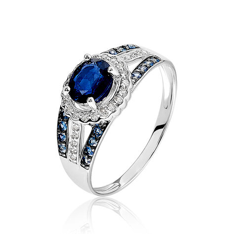 Anello Charlotte Oro Bianco Zaffiro Diamante - Anelli con Pietre Donna | Stroili