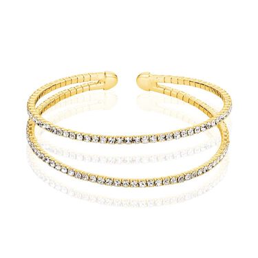 Bangle in metallo dorato e strass