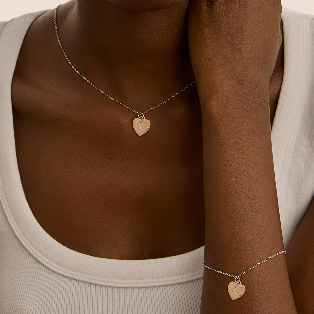 Collana Silver Collection Argento Bicolore Bianco / Rosa