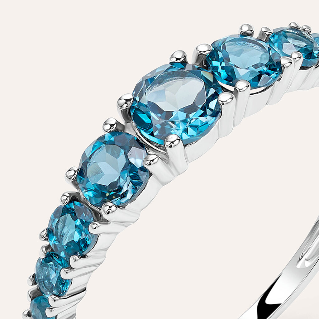 Anello Riviere Amélie Oro Bianco Topazio