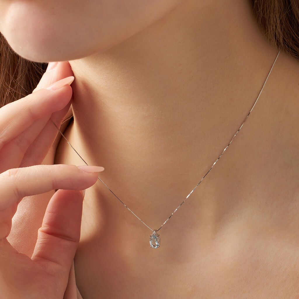 Collana Acquamarina Oro Bianco Acquamarina Diamante - Gioielli Donna | Stroili