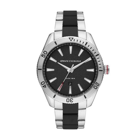 Armani Exchange orologio 3h in acciaio silver e nero con quadrante nero - Orologi Uomo | Stroili