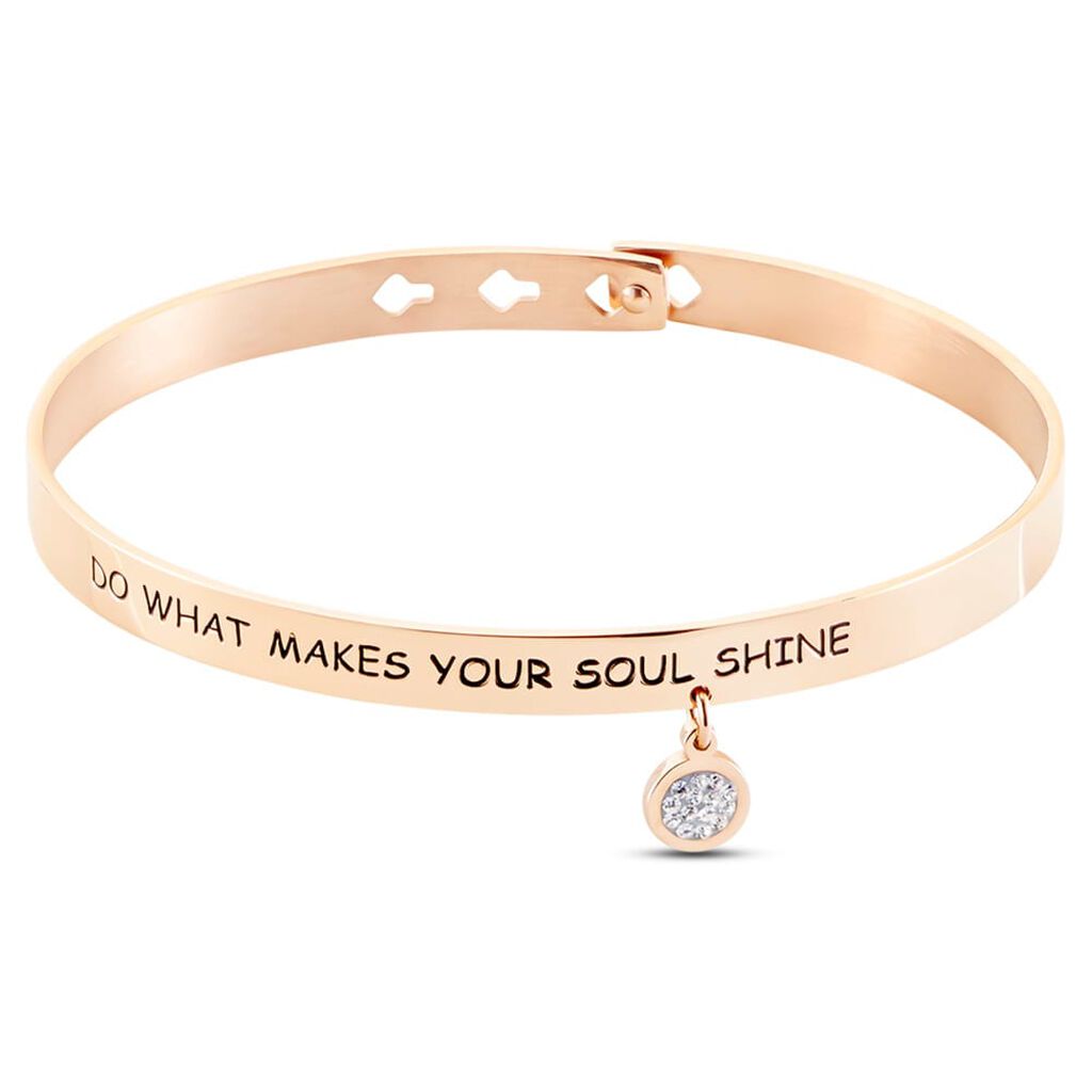 Bangle Lady Message Acciaio Rosa Cristallo - Bracciali Rigidi Donna | Stroili