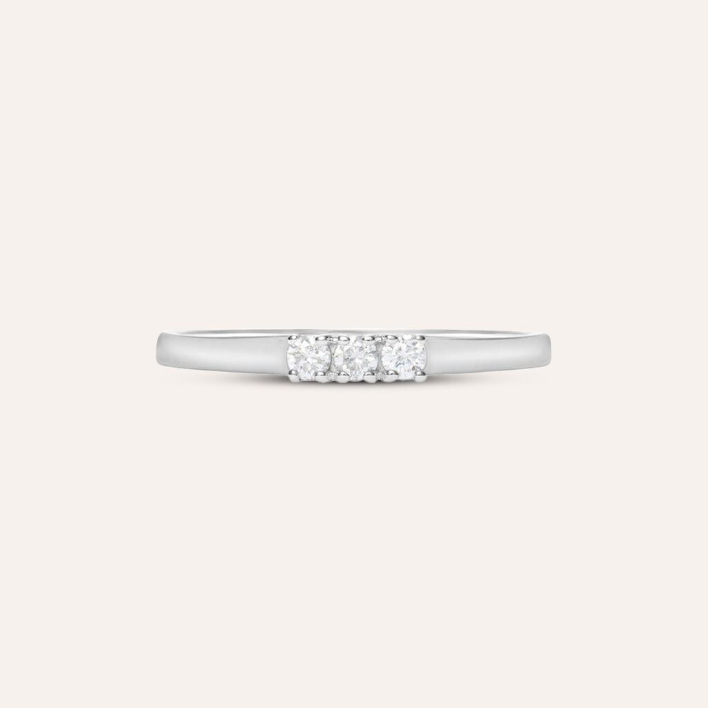 Anello Trilogy Grace Oro Bianco Diamante - Anelli con Pietre Donna | Stroili
