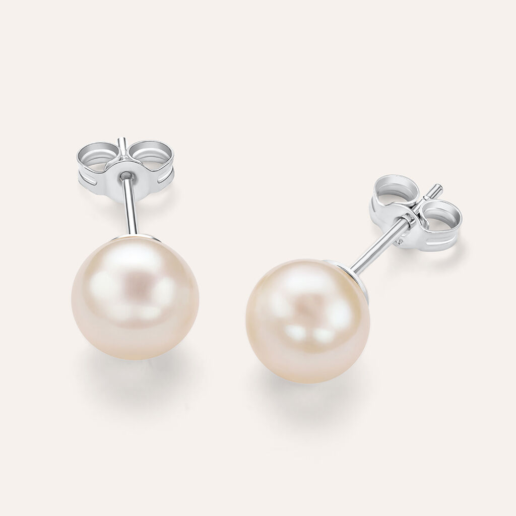 Orecchini Lobo Gabrielle Oro Bianco Perla D'Acqua Dolce - Orecchini a Lobo Donna | Stroili