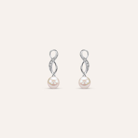 Orecchini Pendenti Gold Pearls Oro Bianco Perla D'Acqua Dolce Diamante - Orecchini Pendenti Donna | Stroili