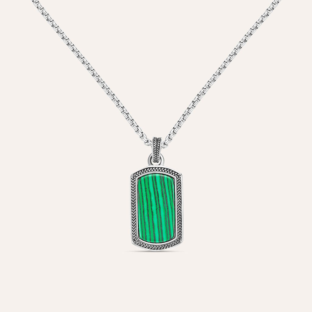 Collana Man Code Acciaio Malachite