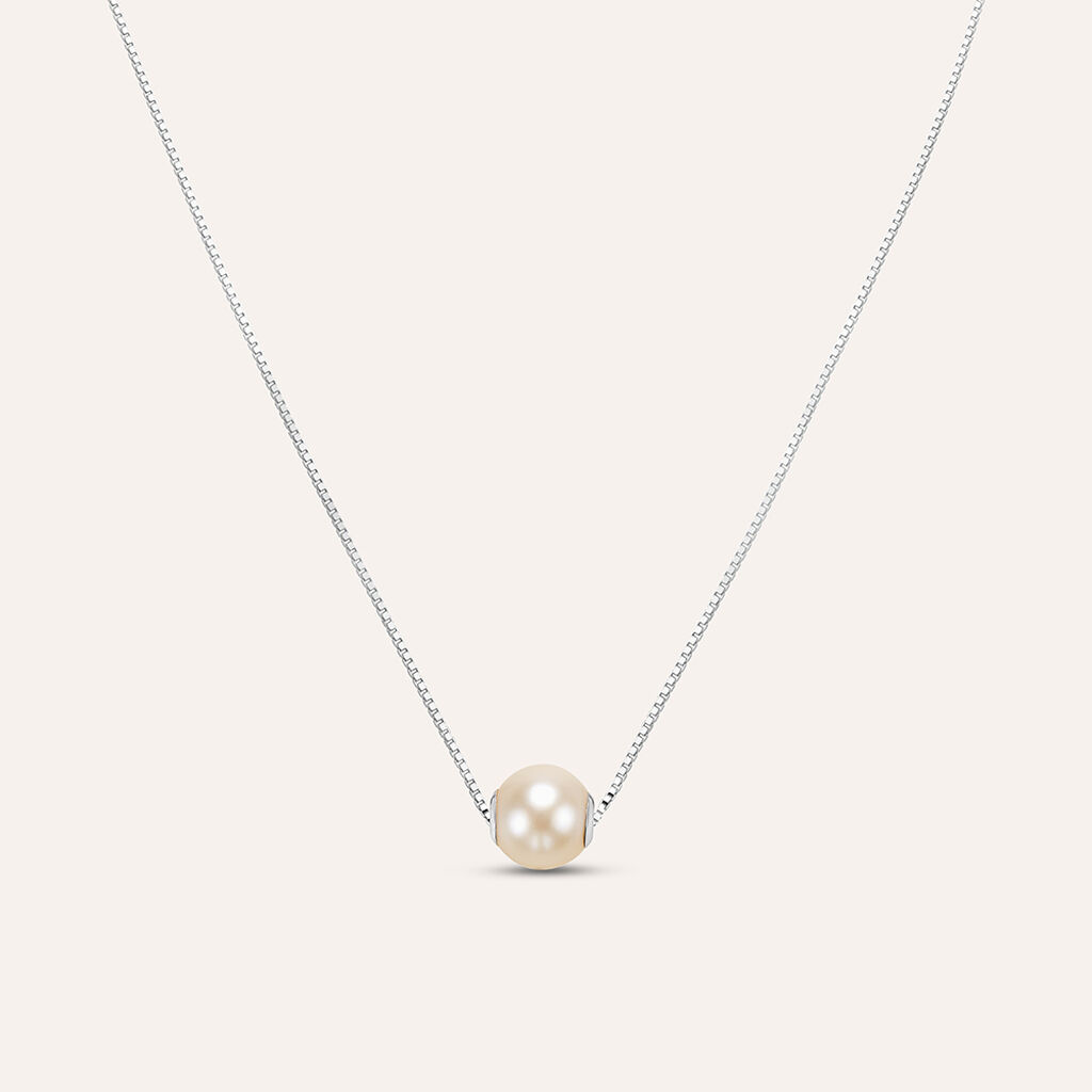Collana Gabrielle Oro Bianco Perla D'Acqua Dolce