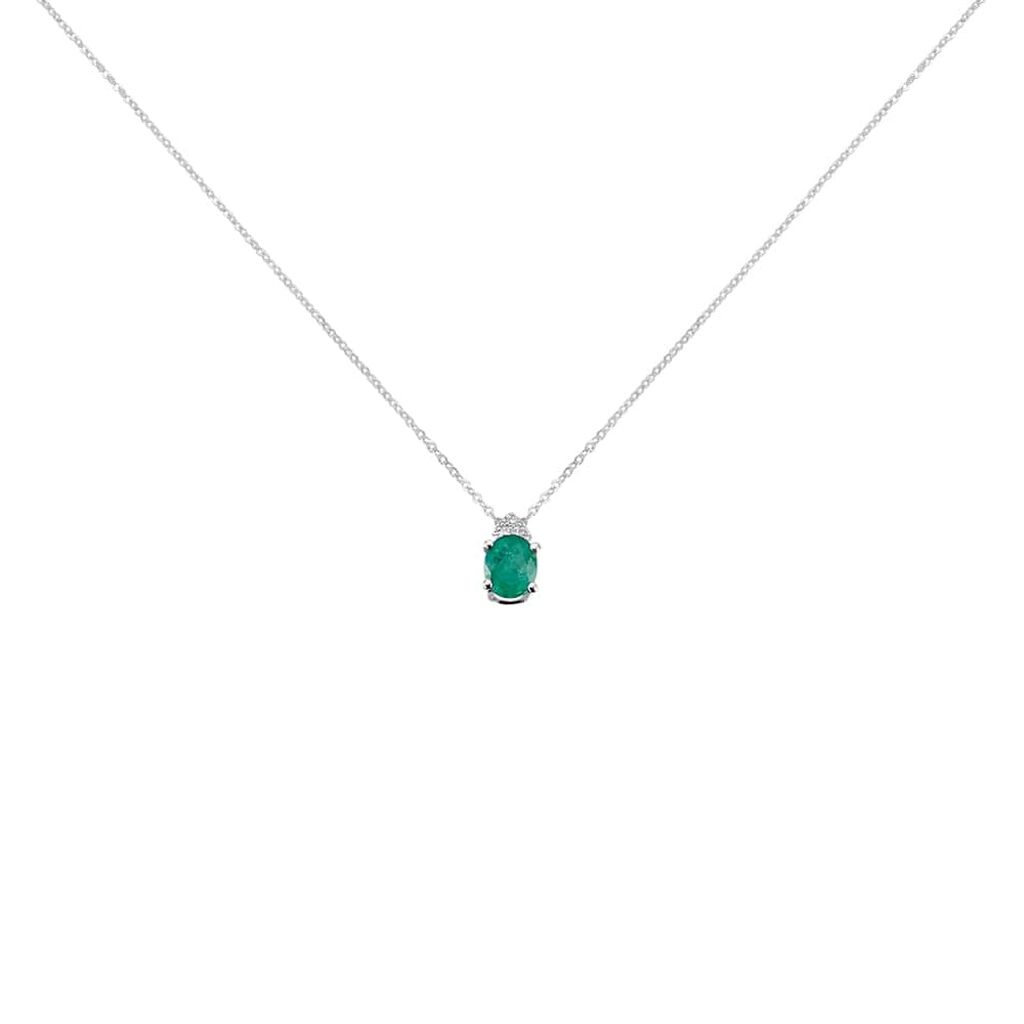 Collana Punto Luce Elizabeth Crown Oro Bianco Smeraldo Diamante - Collane Punto Luce Donna | Stroili