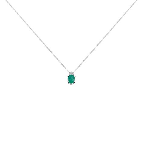Collana Punto Luce Elizabeth Crown Oro Bianco Smeraldo Diamante - Collane Punto Luce Donna | Stroili