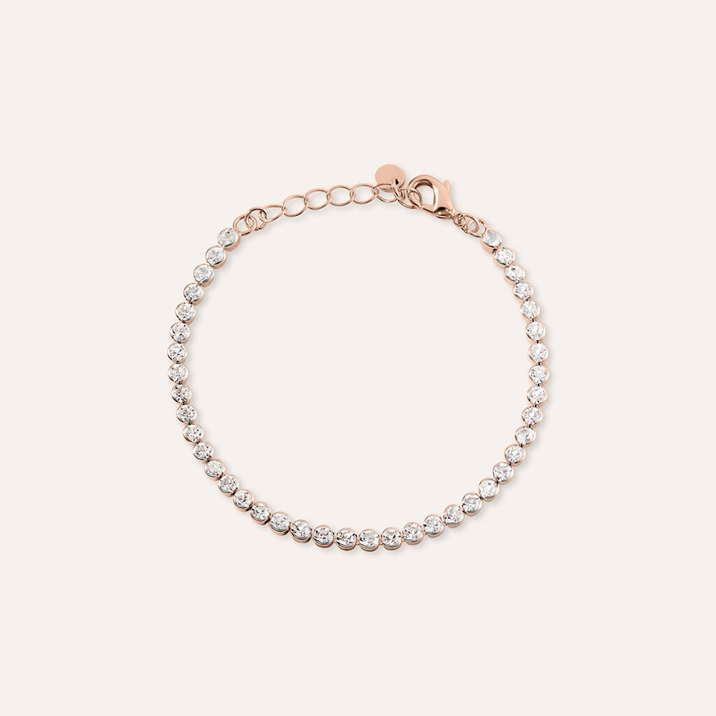Bracciale Tennis Romantic Shine Metallo Rosa Cristallo