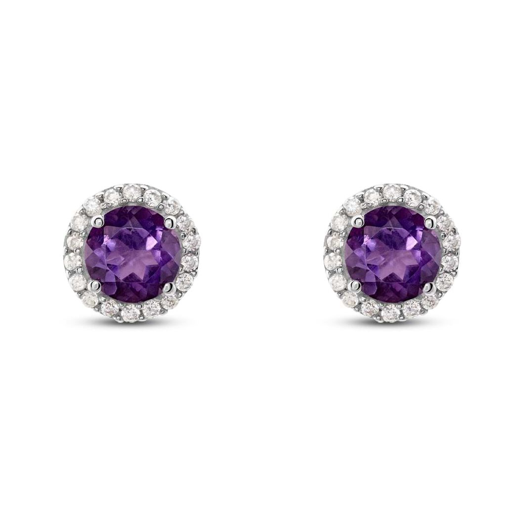Orecchini Lobo Punto Luce Amélie Oro Bianco Ametista Cubic Zirconia - Orecchini a Lobo Donna | Stroili