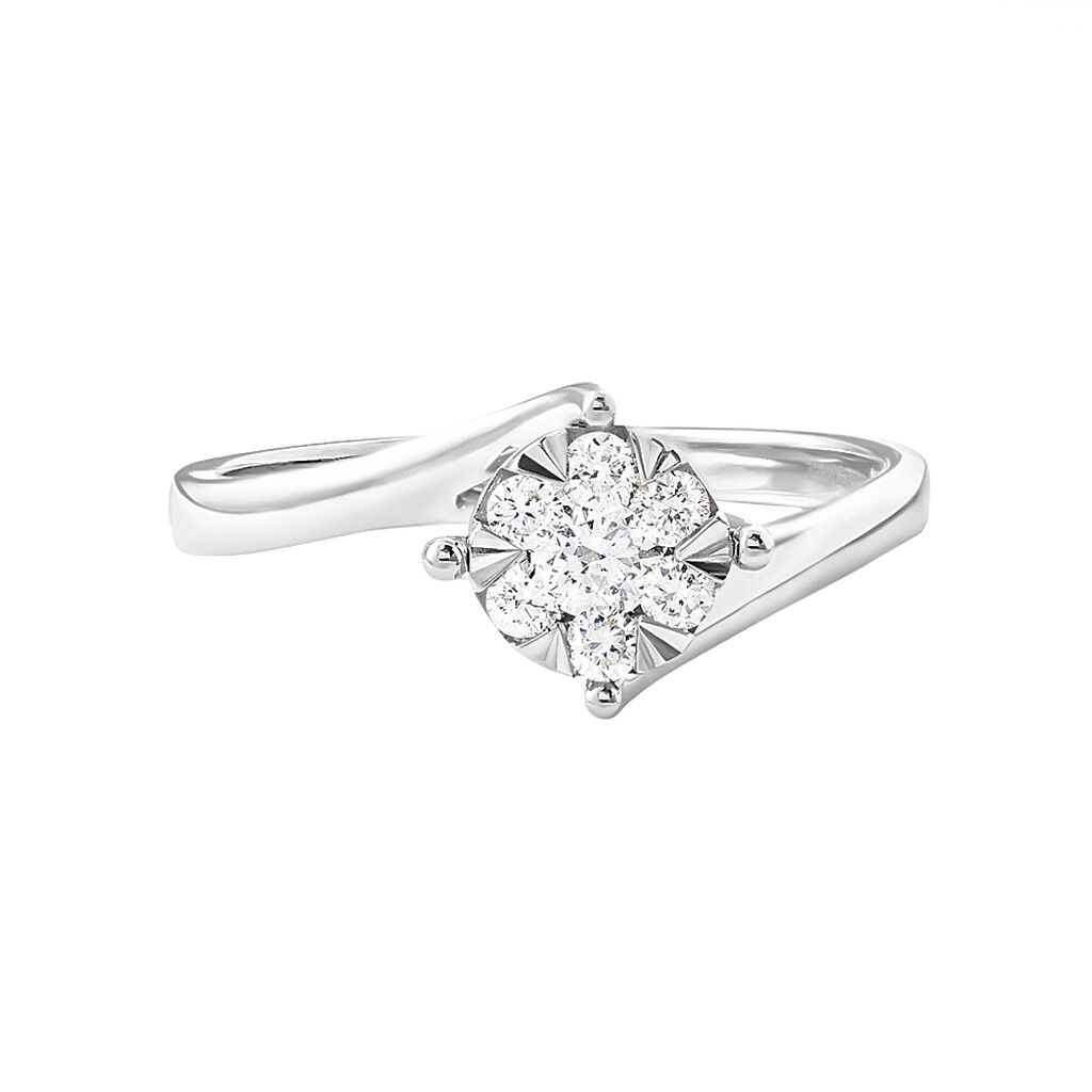 Anello Solitario Petali Oro Bianco Diamante - Anelli con Pietre Donna | Stroili