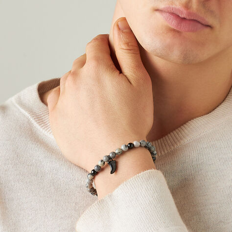 Bracciale Man Code Acciaio Nero Map Stone - Bracciali Uomo | Stroili
