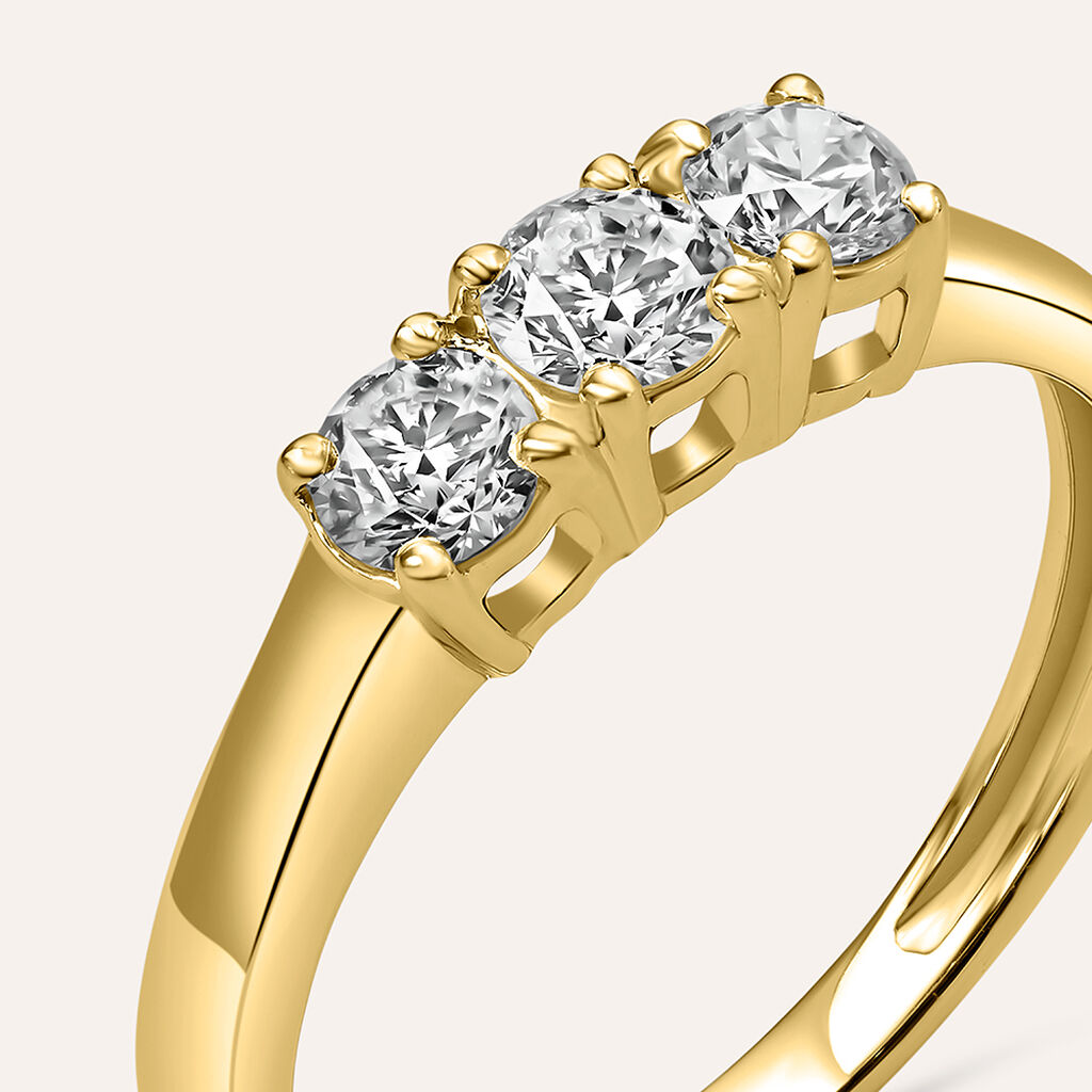 Anello Trilogy Diamade Oro Giallo Diamante Lab-Grown