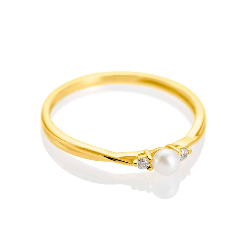 Anello Solitario Gabrielle Oro Giallo Perla D'Acqua Dolce Cubic Zirconia - Anelli con Pietre Donna | Stroili