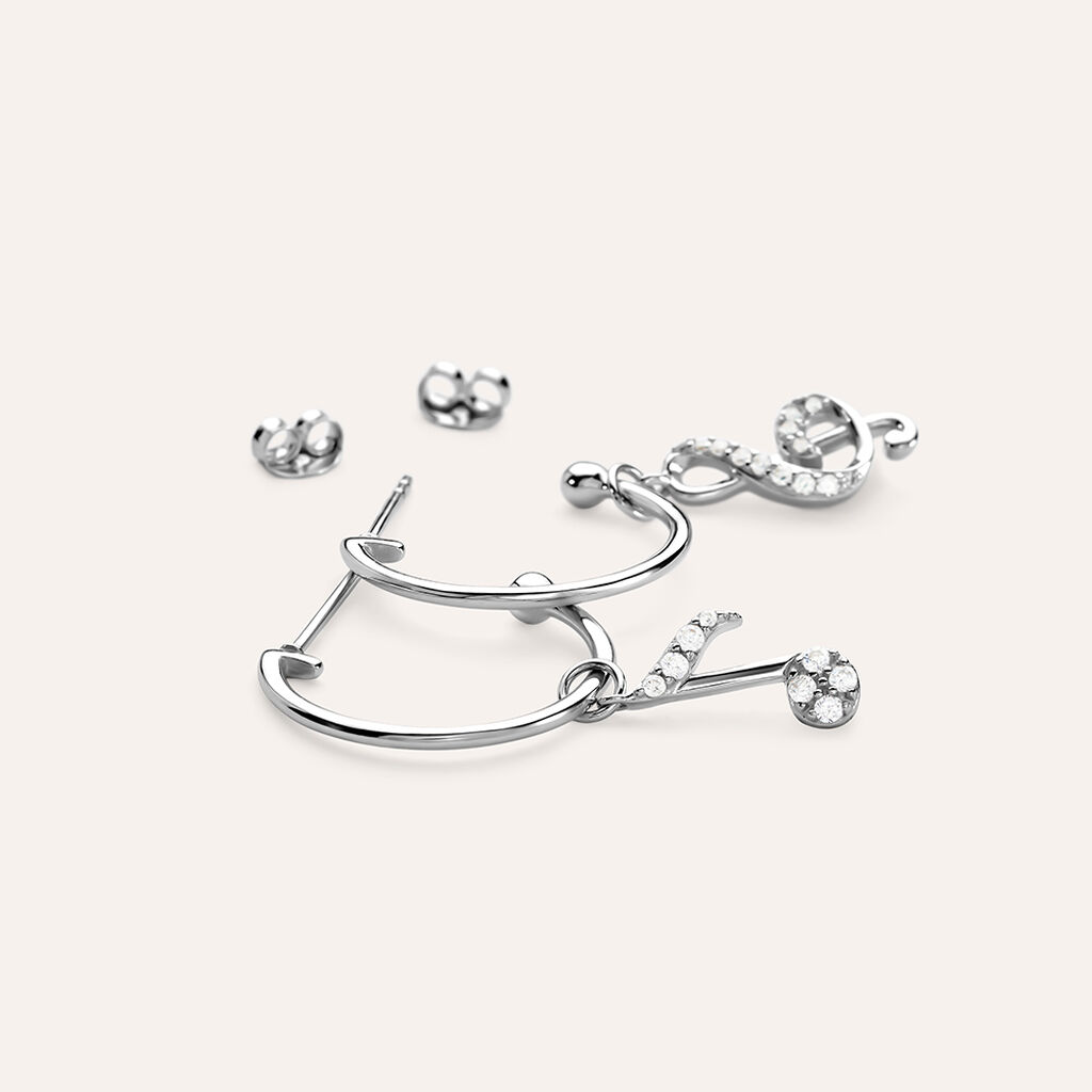 Orecchini Spaiati Silver Moments Argento Rodiato Cubic Zirconia