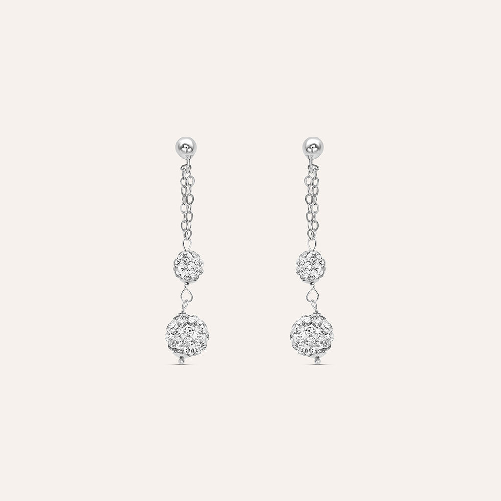 Orecchini Pendenti Christelle Oro Bianco Cristallo